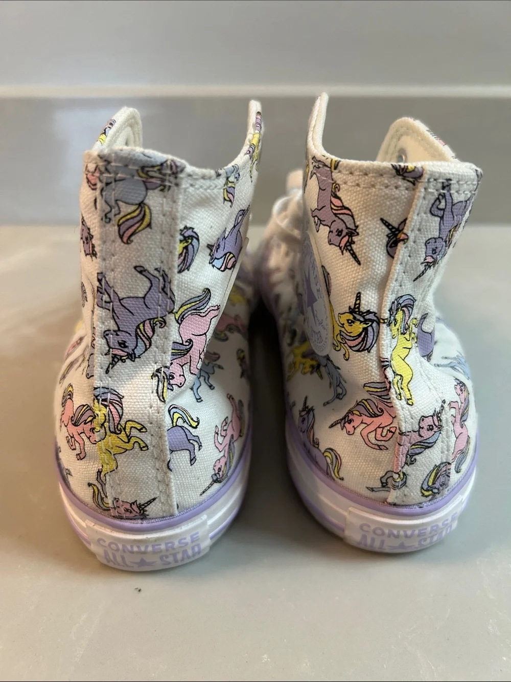 Converse Kids Unicorn Print High Top Sneakers in White and Pastel
